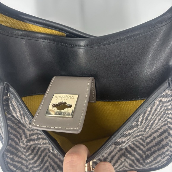 Spartina 449 Daufuskie Island Linen Leather Hobo Shoulder Bag Purse Herringbone - Picture 7 of 16